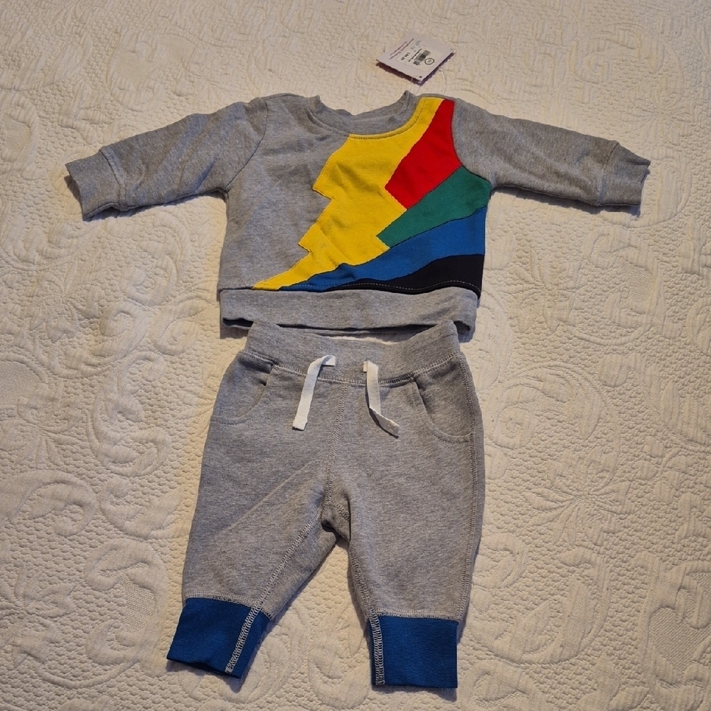 Hanna Andersson 60 or 3-6 months 2 piece gray jogging set, NWT